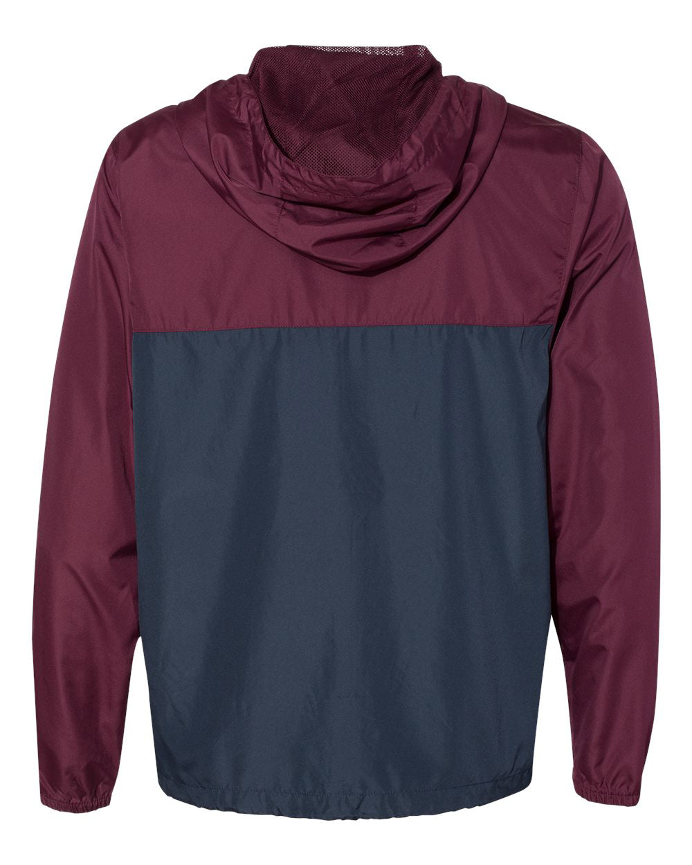 Independent Trading Company Lightweight Windbreaker Jacket in Maroon Navy — back view