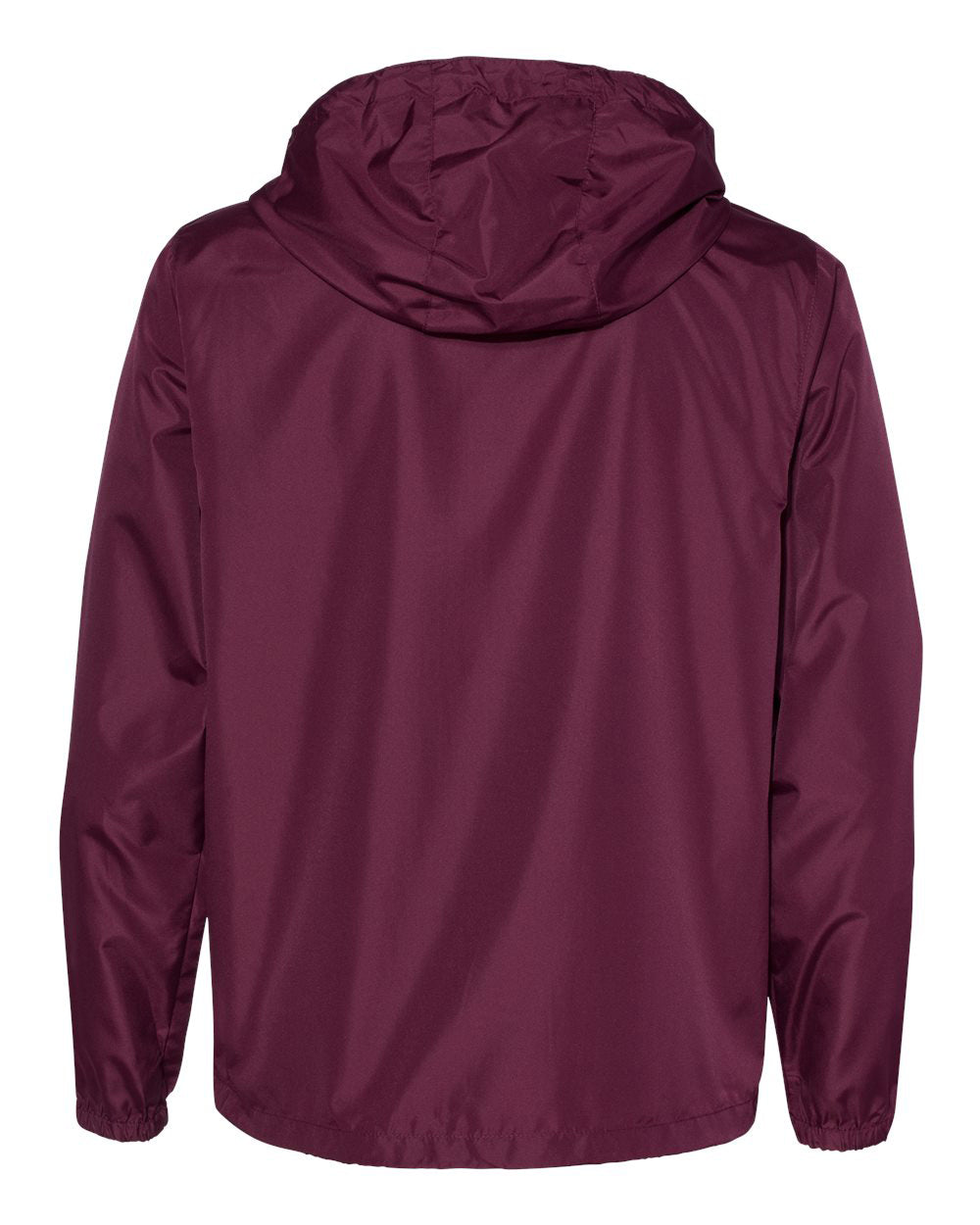 Independent Trading Company Lightweight Windbreaker Jacket in Maroon — back view