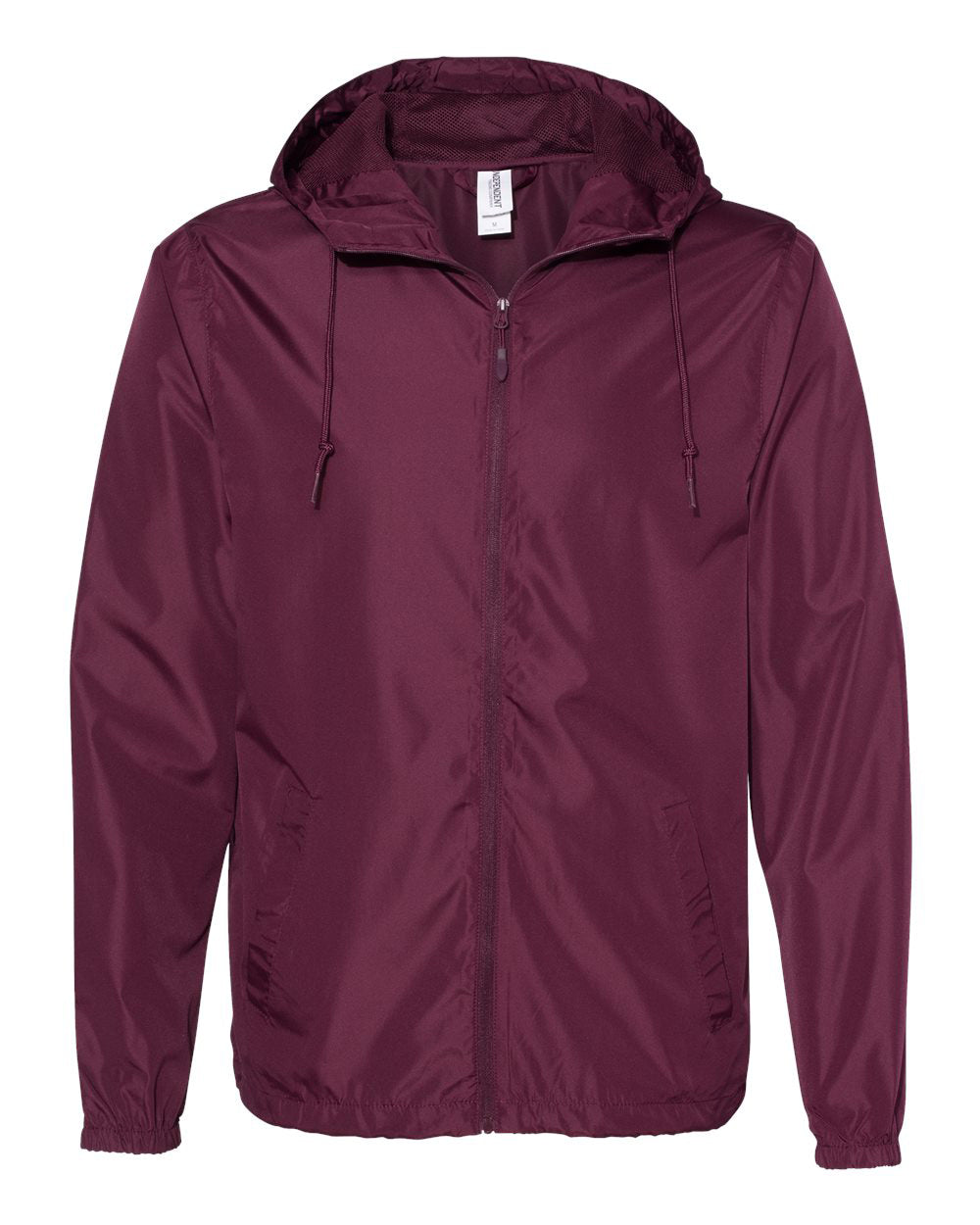 Independent Trading Company Lightweight Windbreaker Jacket in Maroon — front view