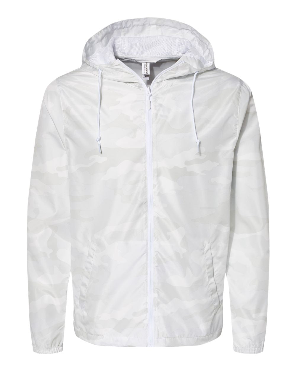 Independent Trading Company Lightweight Windbreaker Jacket in White Camo — front view