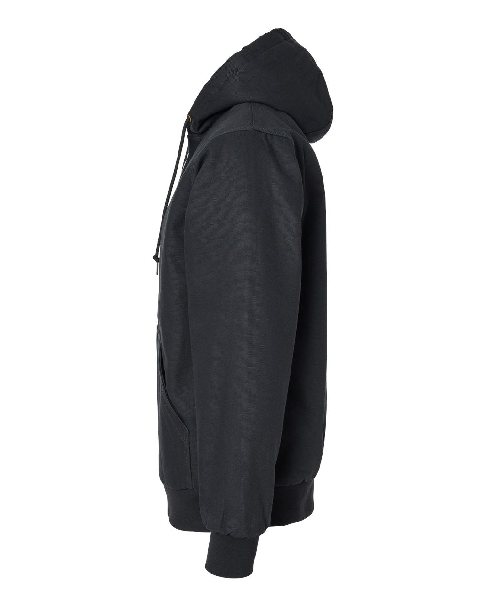 Independent Trading Company Men’s Insulated Canvas Workwear Jacket in Black — side view