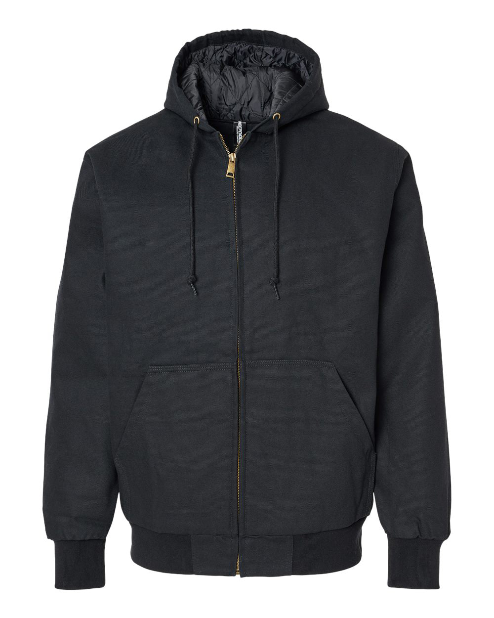 Independent Trading Company Men’s Insulated Canvas Workwear Jacket in Black — front view