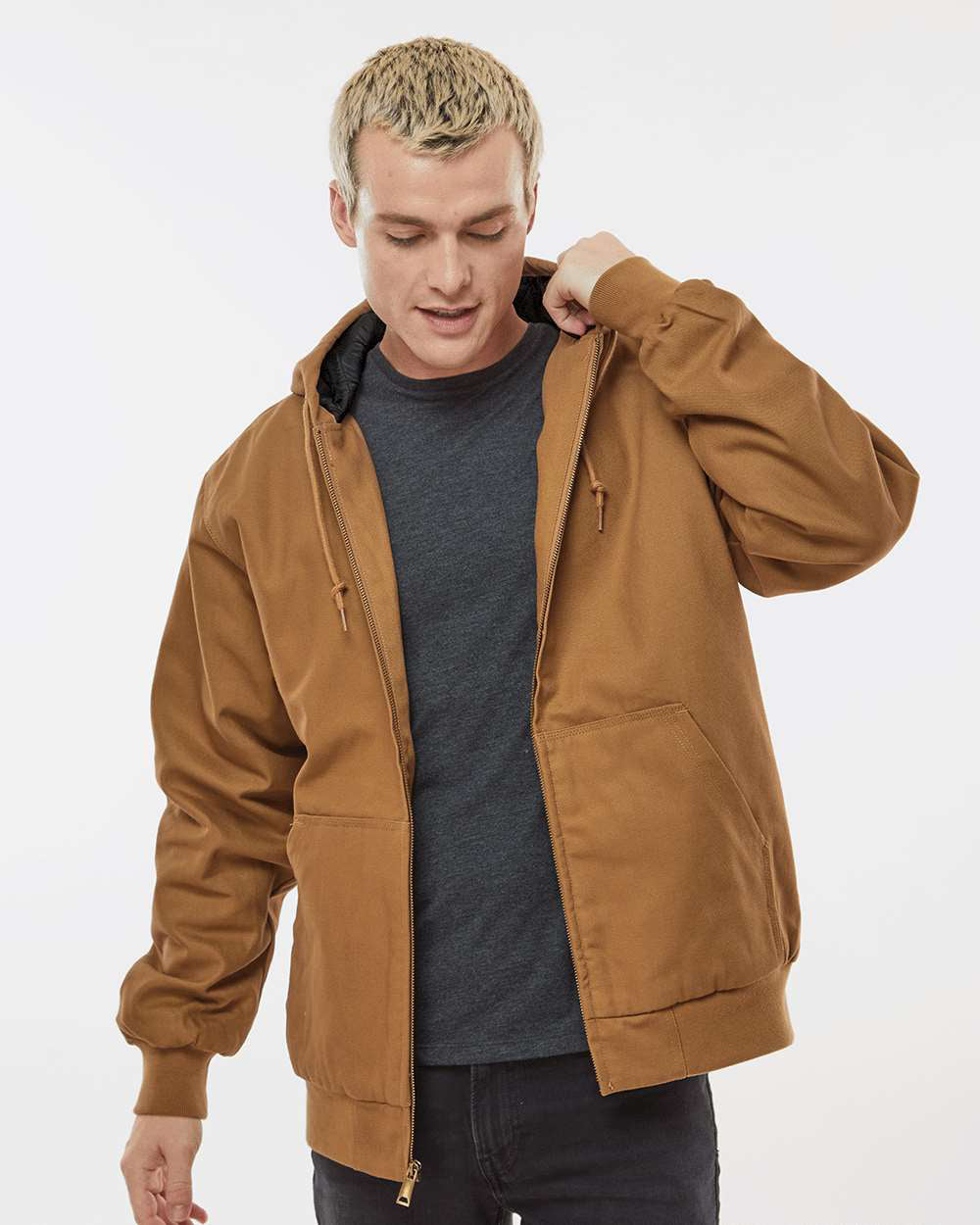 Independent Trading Company Men’s Insulated Canvas Workwear Jacket — front view (2)