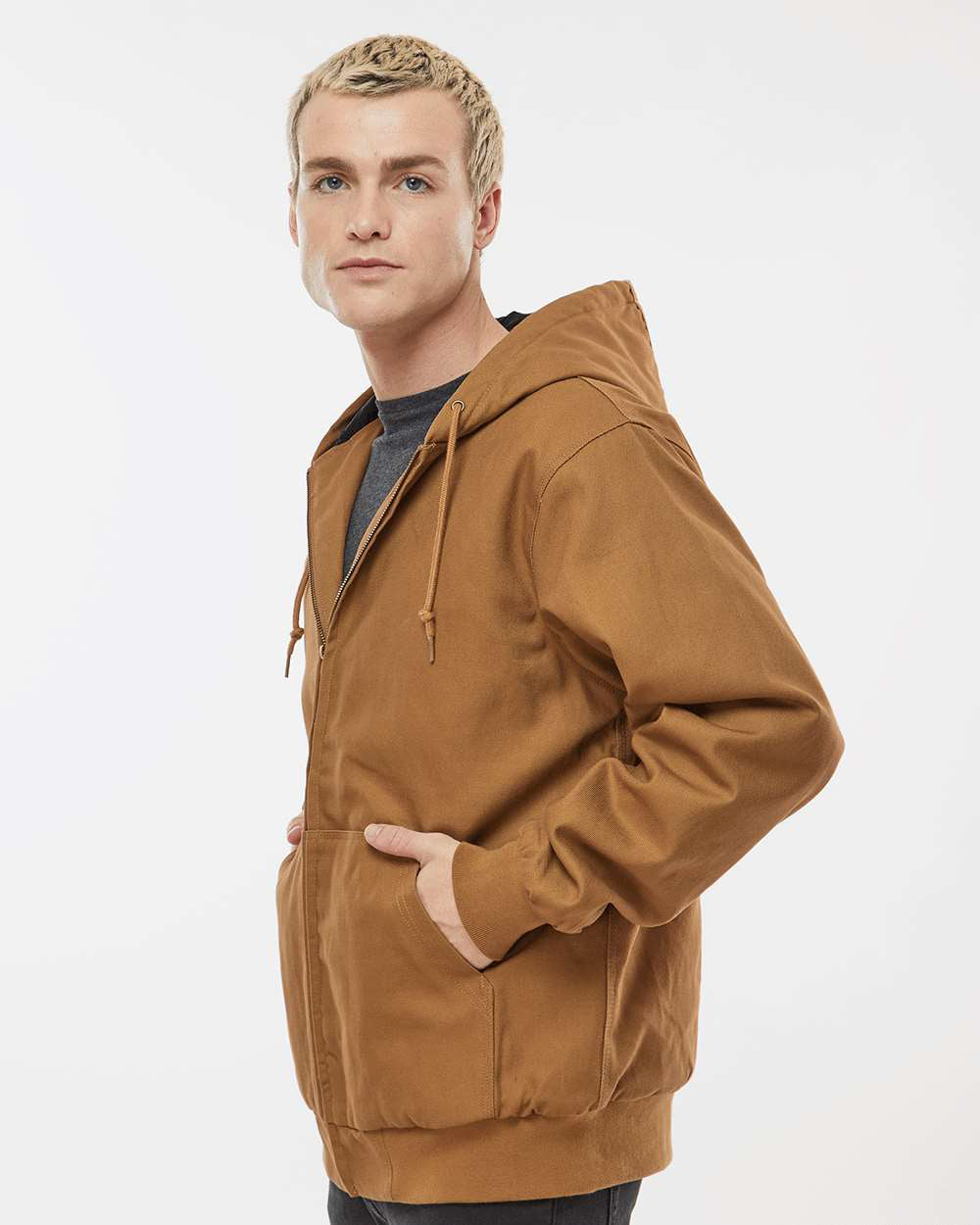 Independent Trading Company Men’s Insulated Canvas Workwear Jacket — side view