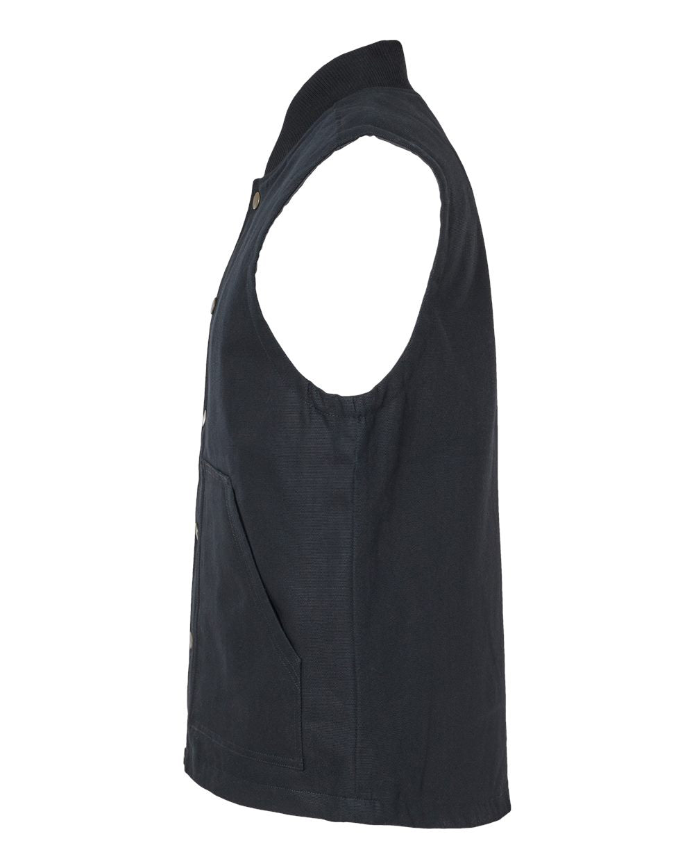 Independent Trading Company Men’s Insulated Canvas Workwear Vest in Black — side view (2)