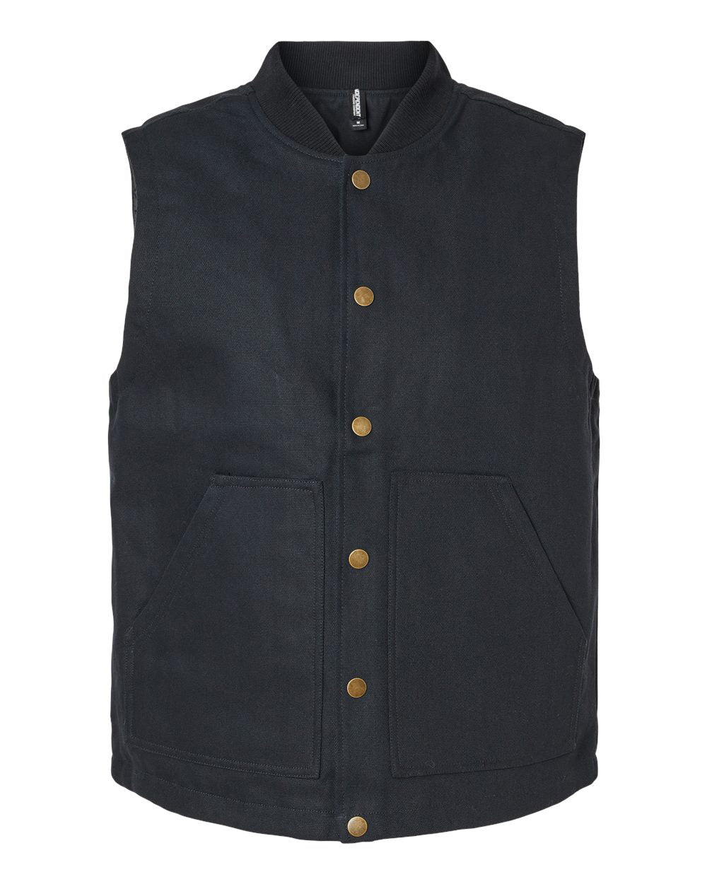Independent Trading Company Men’s Insulated Canvas Workwear Vest in Black — front view