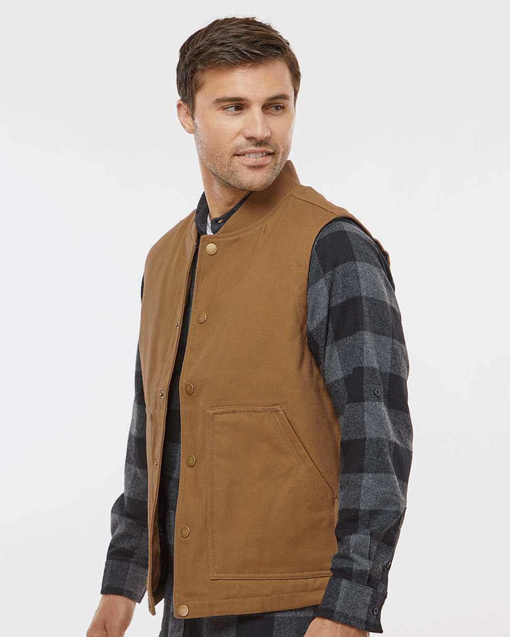 Independent Trading Company Men’s Insulated Canvas Workwear Vest — side view (2)