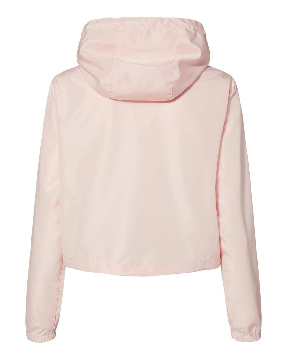 Independent Trading Company Women’s Lightweight Crop Windbreaker in White — back view