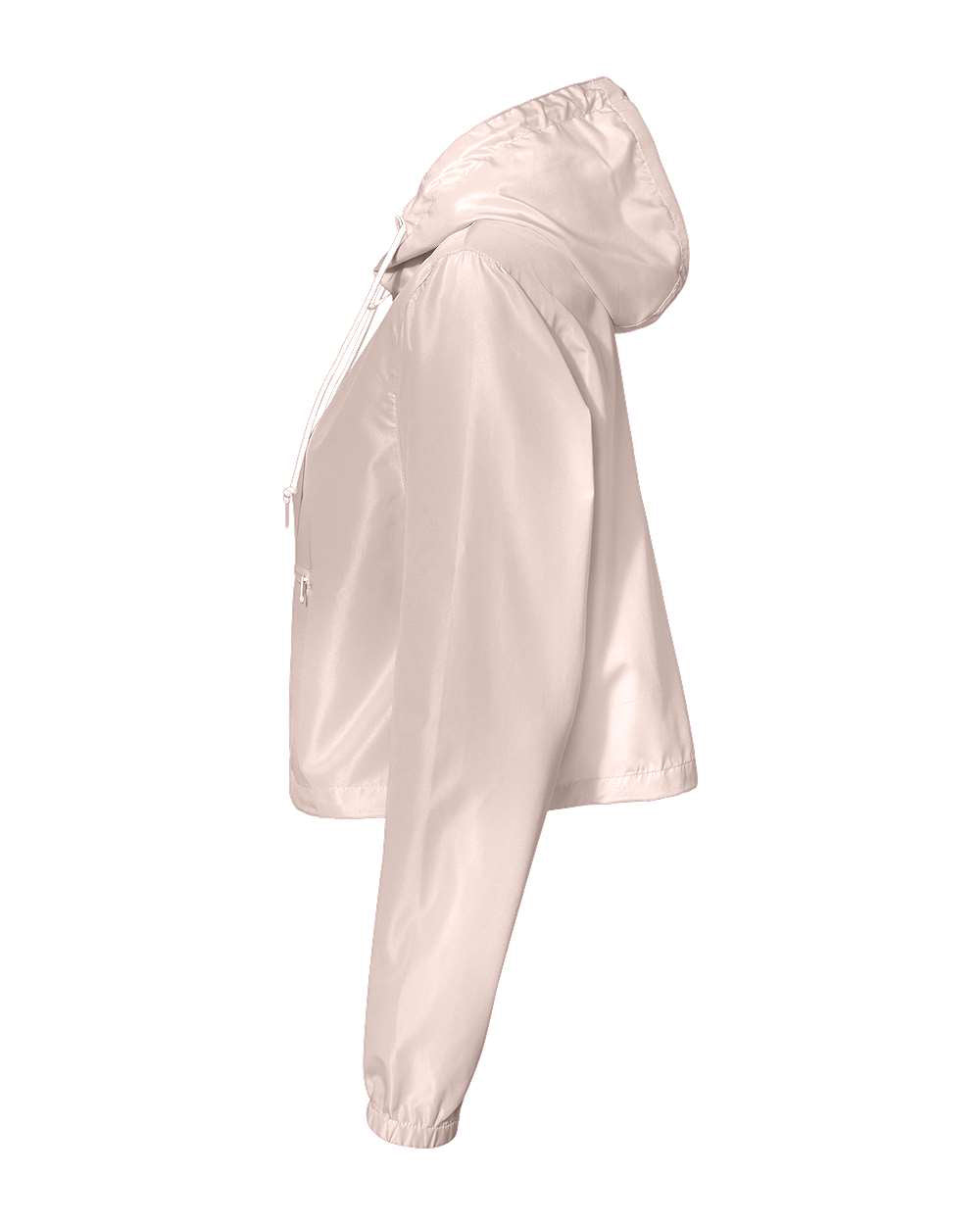 Independent Trading Company Women’s Lightweight Crop Windbreaker in White — side view