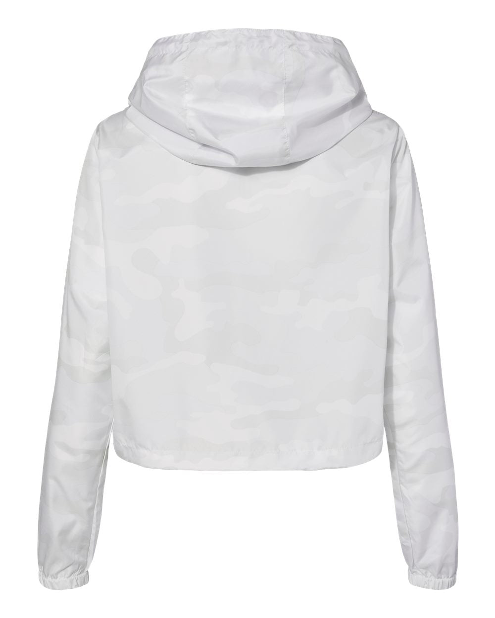 Independent Trading Company Women’s Lightweight Crop Windbreaker in White Camo — back view