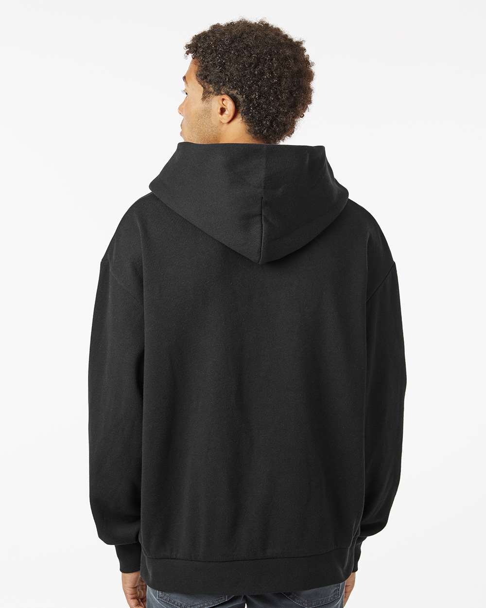 Independent Trading Company AVENUE 8.5oz/280gm Midweight Pullover Hood in Black — back view (2)