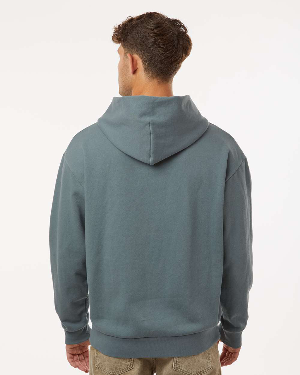 Independent Trading Company AVENUE 8.5oz/280gm Midweight Pullover Hood in Blue — back view (2)
