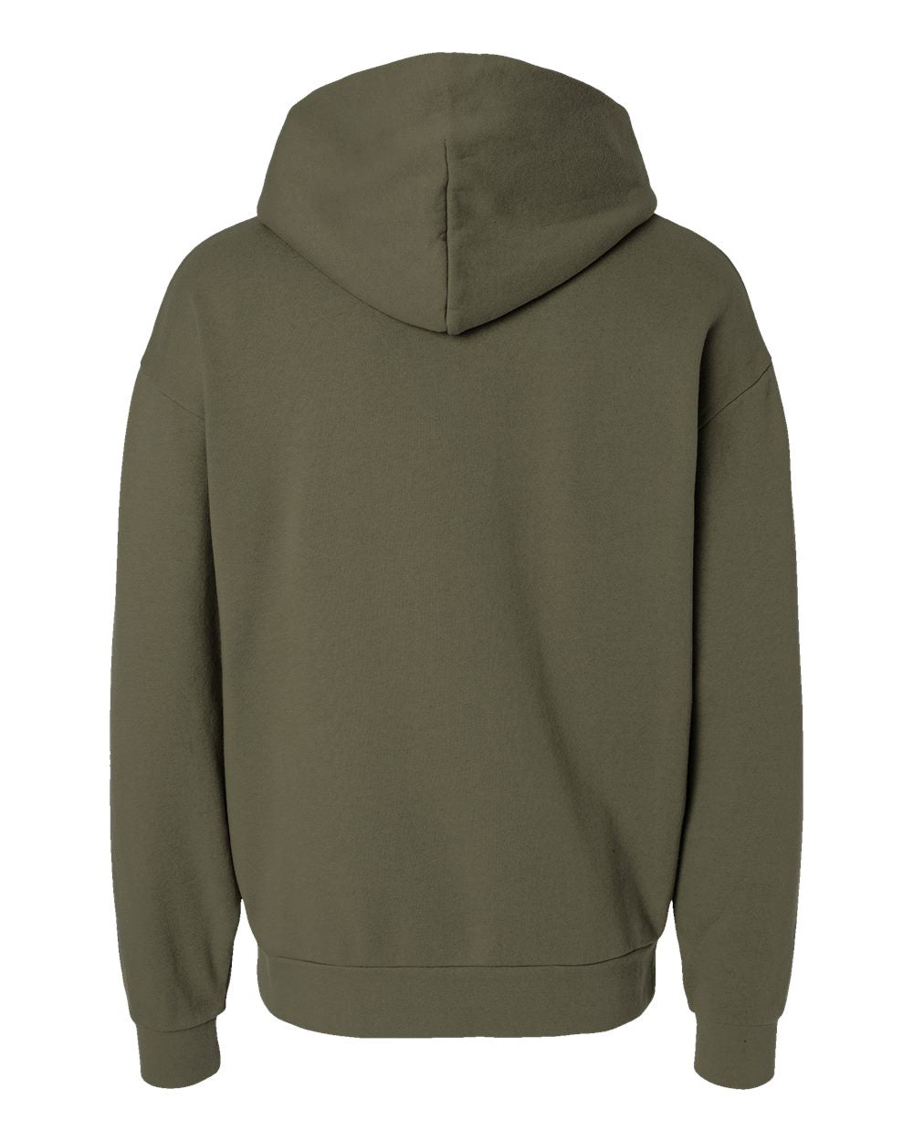 Independent Trading Company AVENUE 8.5oz/280gm Midweight Pullover Hood in Olive — back view