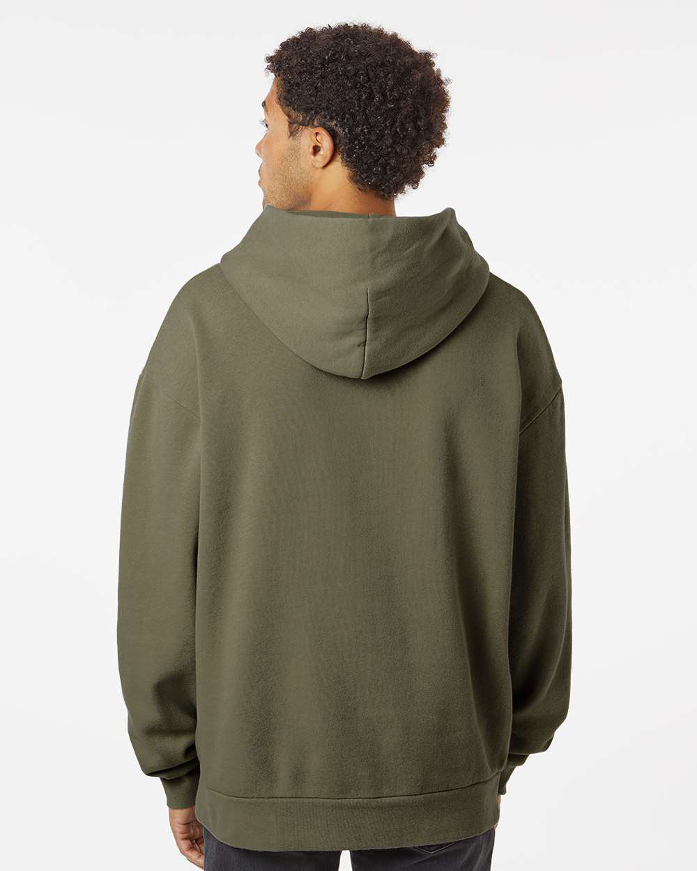 Independent Trading Company AVENUE 8.5oz/280gm Midweight Pullover Hood in Olive — back view (2)