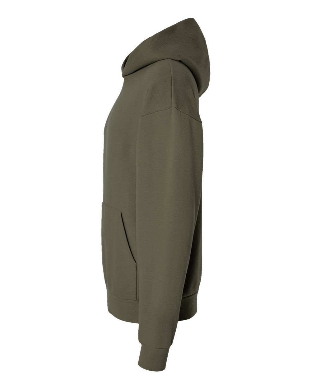 Independent Trading Company AVENUE 8.5oz/280gm Midweight Pullover Hood in Olive — side view