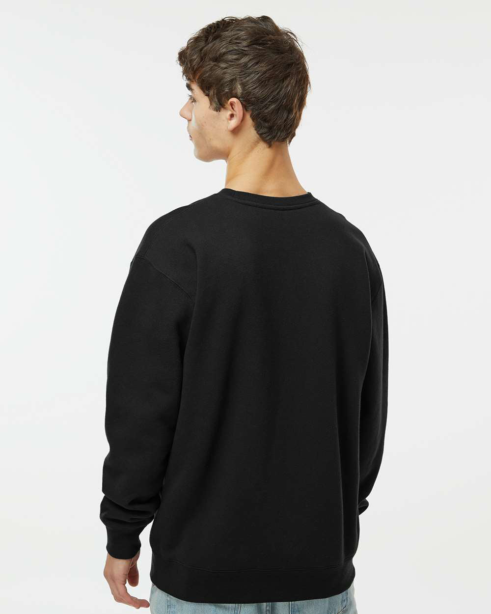 Independent Trading Company 10oz. Heavyweight Crew in Black, crewneck — back view
