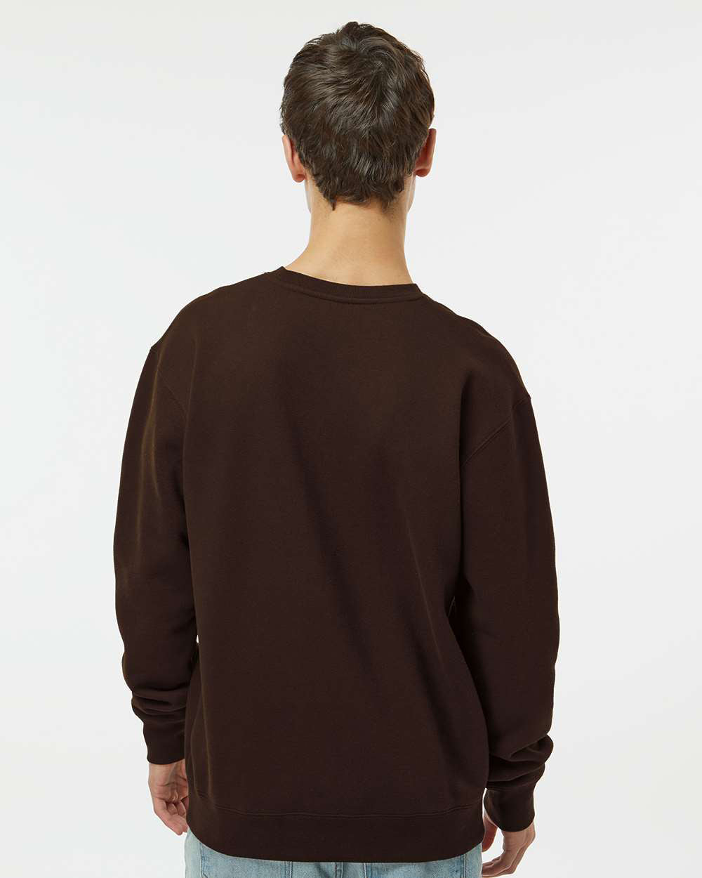 Independent Trading Company 10oz. Heavyweight Crew in Brown, crewneck — back view (2)