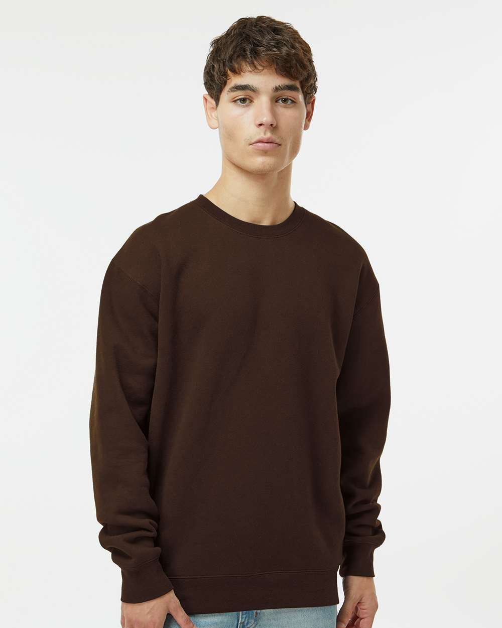 Independent Trading Company 10oz. Heavyweight Crew in Brown, crewneck — front view (2)