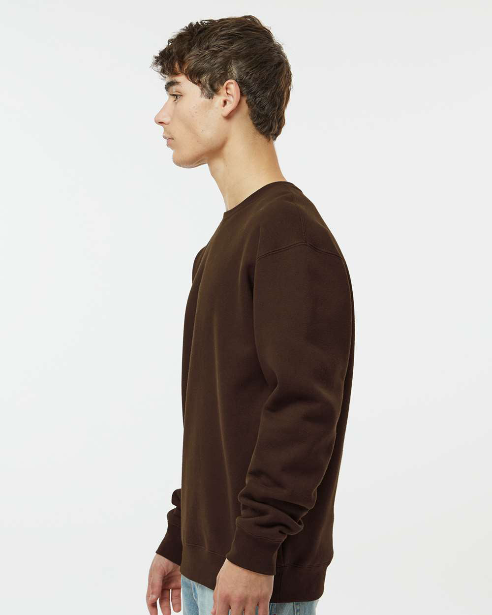 Independent Trading Company 10oz. Heavyweight Crew in Brown, crewneck — side view (2)