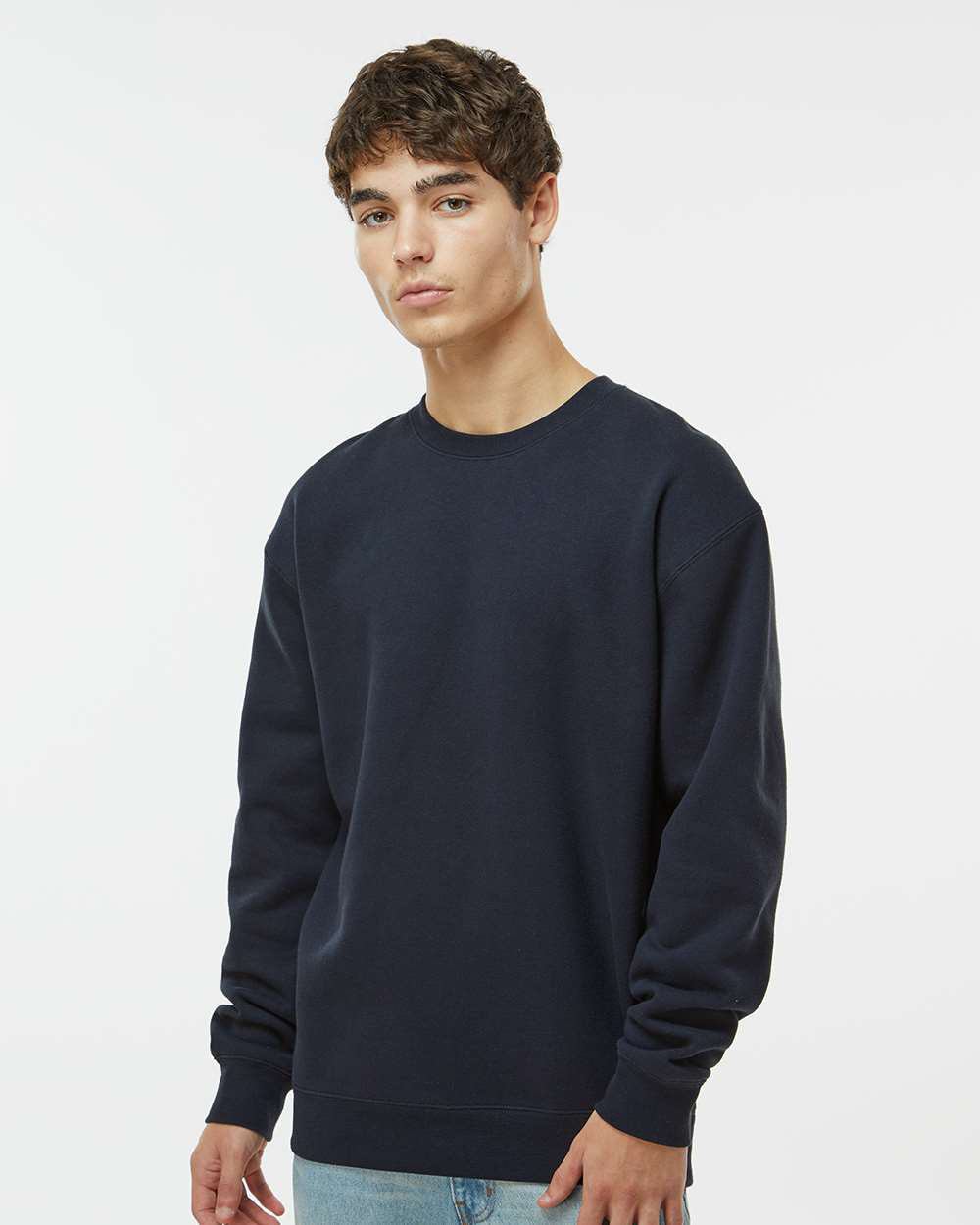 Independent Trading Company 10oz. Heavyweight Crew in Navy, crewneck — front view (2)