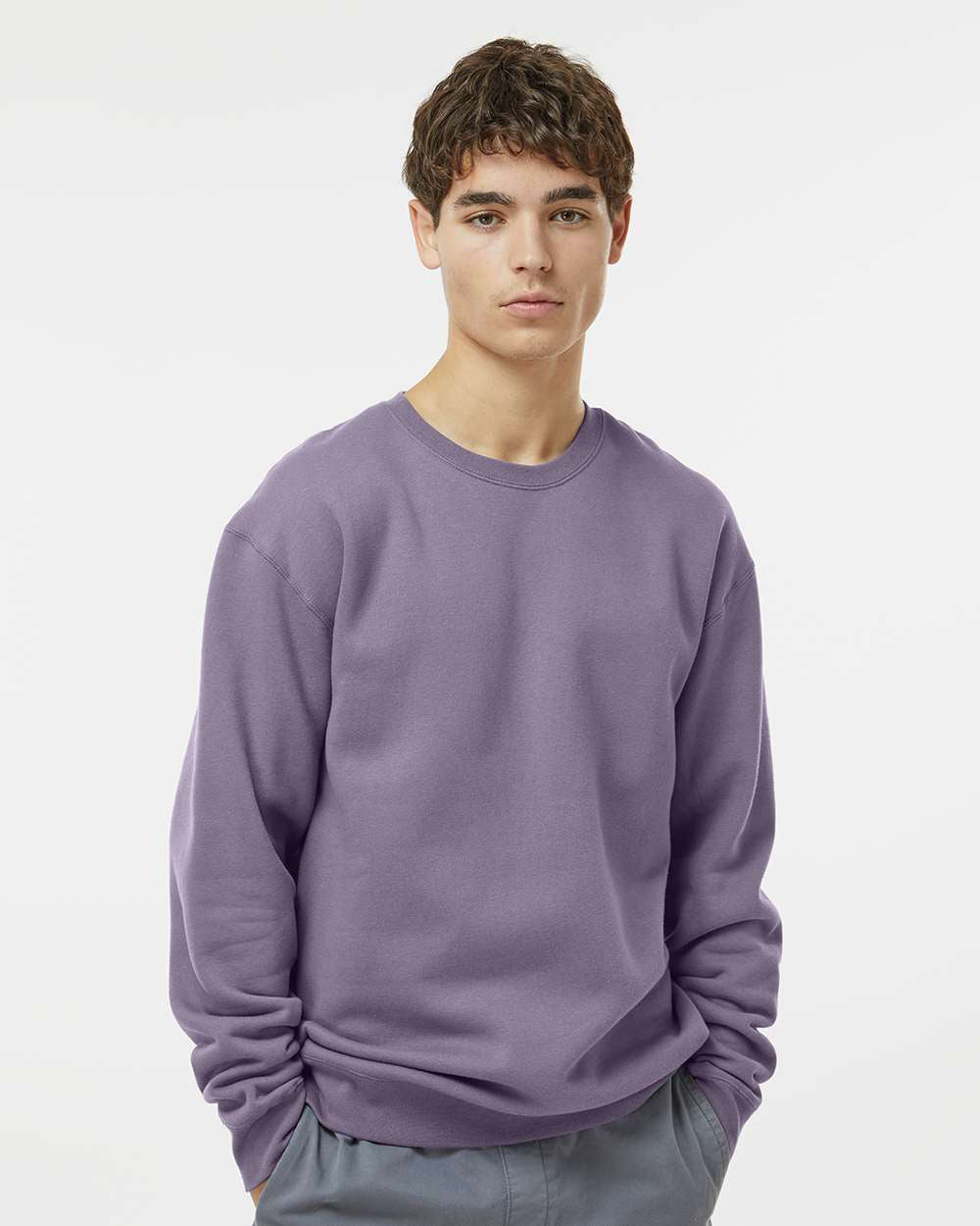 Independent Trading Company 10oz. Heavyweight Crew in Plum, crewneck — front view (2)