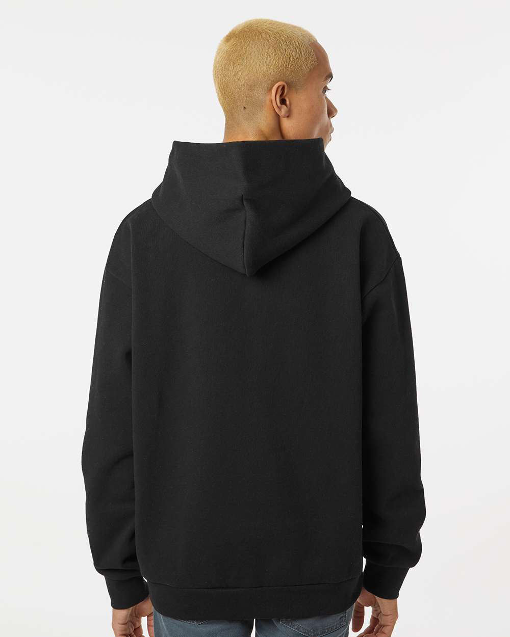 Independent Trading Company Boulevard 330gm Heavyweight Pullover Hood in Black — back view (2)