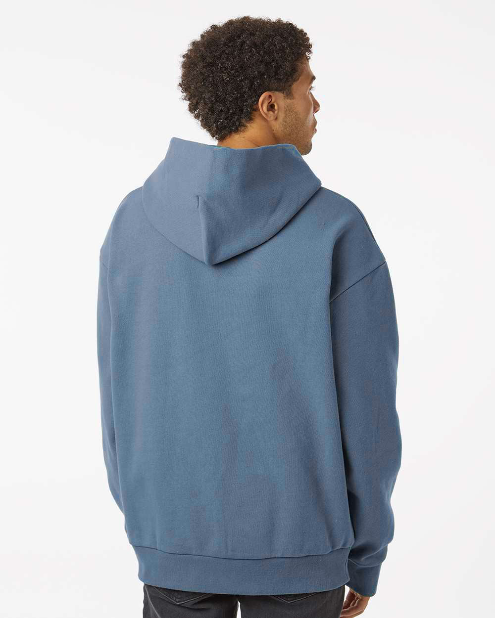Independent Trading Company Boulevard 330gm Heavyweight Pullover Hood in Blue — back view (2)