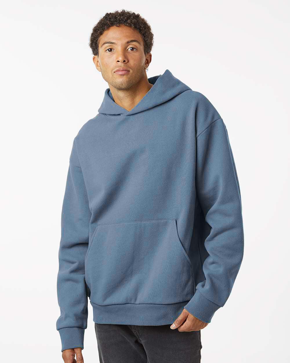 Independent Trading Company Boulevard 330gm Heavyweight Pullover Hood in Blue — front view (3)