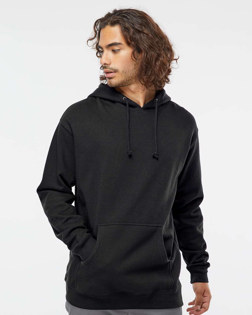 Independent Trading Company 10oz. Heavyweight Pullover Hood in Black — front view (2)