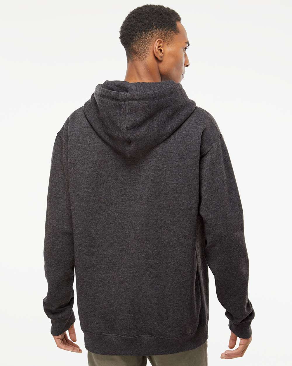 Independent Trading Company 10oz. Heavyweight Pullover Hood in Charcoal Heather — back view (2)