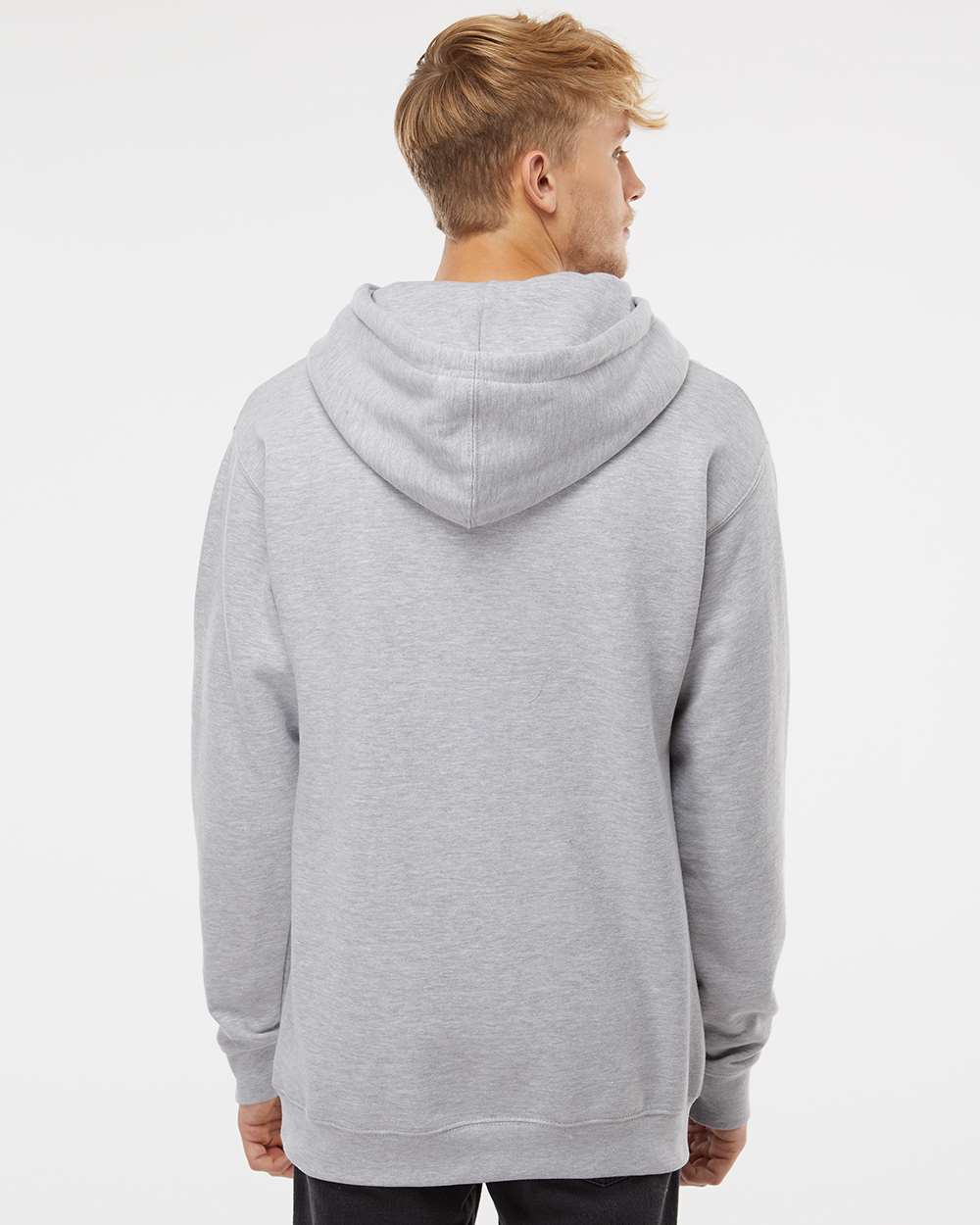 Independent Trading Company 10oz. Heavyweight Pullover Hood in Grey Heather — back view