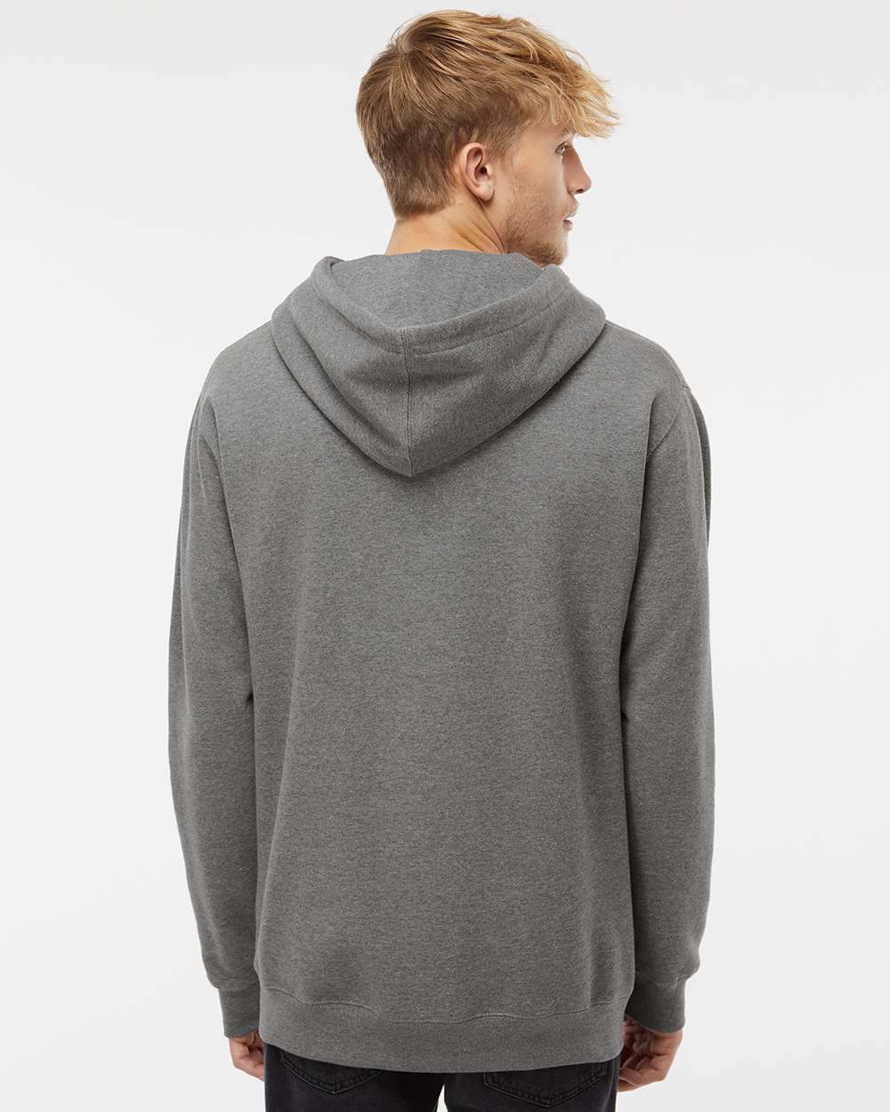 Independent Trading Company 10oz. Heavyweight Pullover Hood in Heather — back view (2)