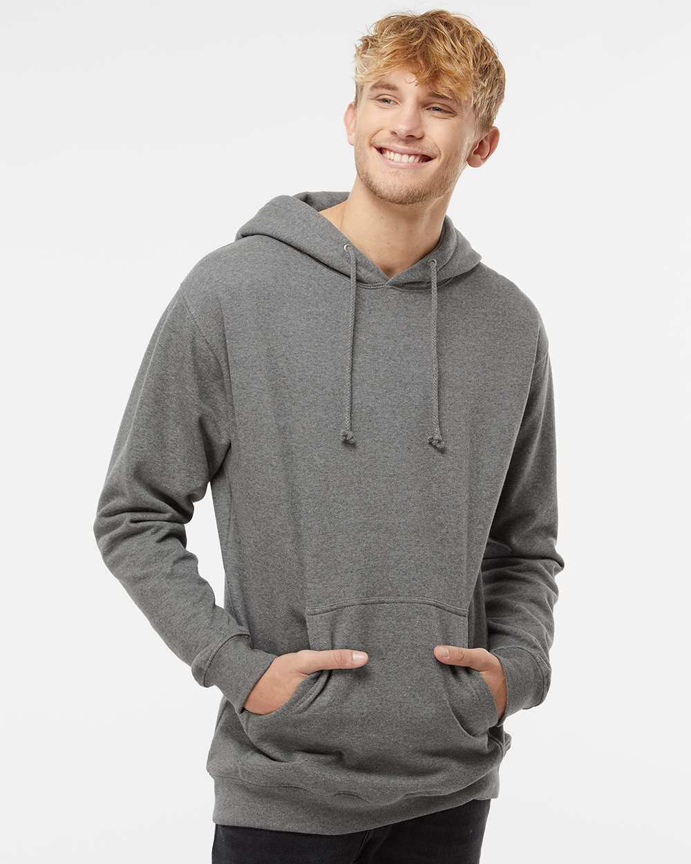 Independent Trading Company 10oz. Heavyweight Pullover Hood in Heather — front view (2)
