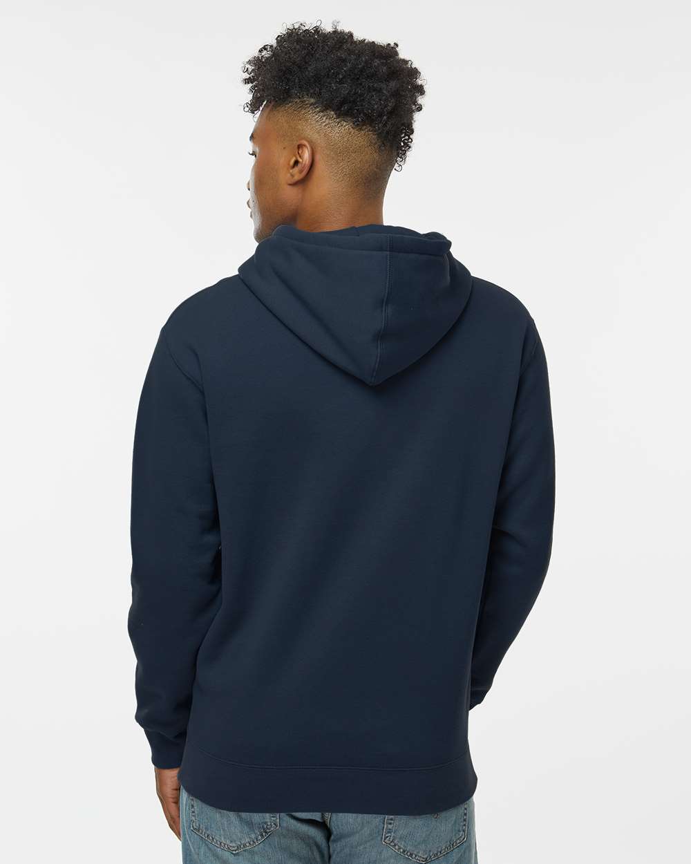 Independent Trading Company 10oz. Heavyweight Pullover Hood in Navy — back view (2)