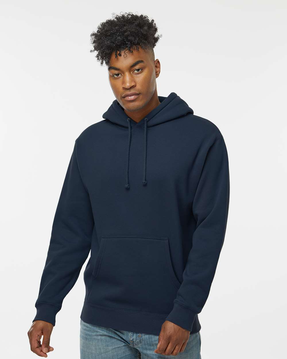 Independent Trading Company 10oz. Heavyweight Pullover Hood in Navy — front view (2)