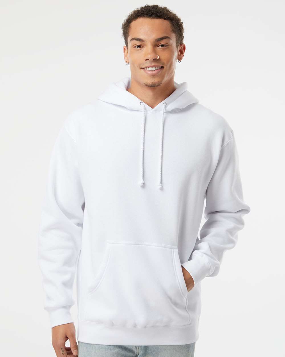 Independent Trading Company 10oz. Heavyweight Pullover Hood in White — front view (2)