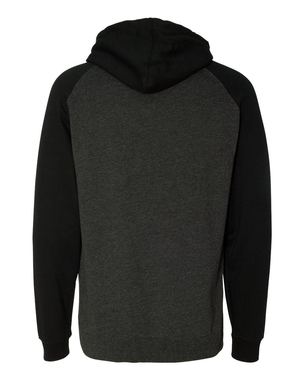 Independent Trading Company Raglan Sleeve Pullover Hood in Charcoal Heather — back view (3)