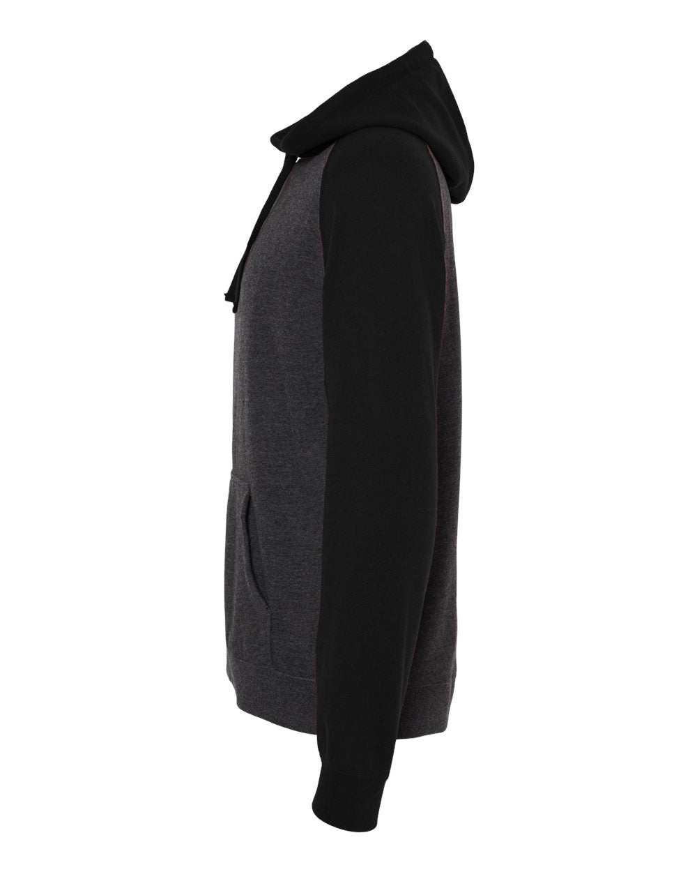 Independent Trading Company Raglan Sleeve Pullover Hood in Charcoal Heather — side view (3)