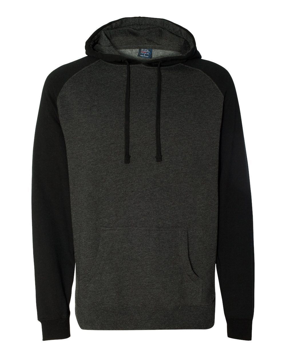 Independent Trading Company Raglan Sleeve Pullover Hood in Charcoal Heather — front view (3)