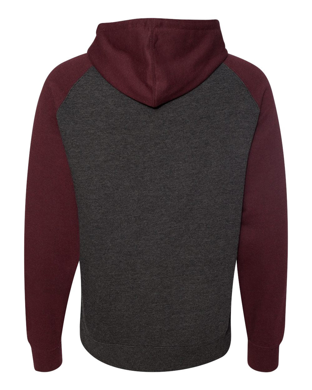 Independent Trading Company Raglan Sleeve Pullover Hood in Charcoal Heather — back view (5)