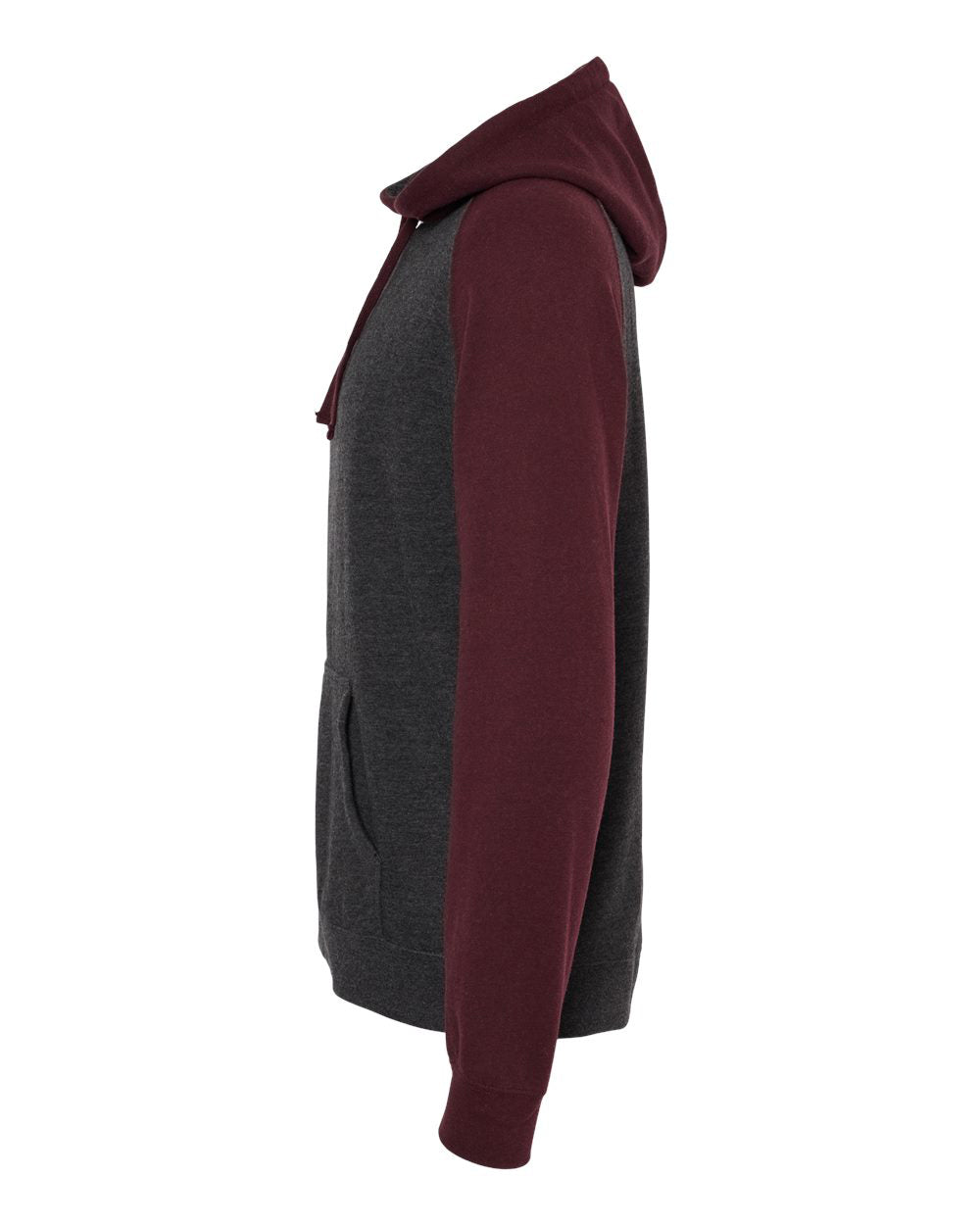 Independent Trading Company Raglan Sleeve Pullover Hood in Charcoal Heather — side view (5)