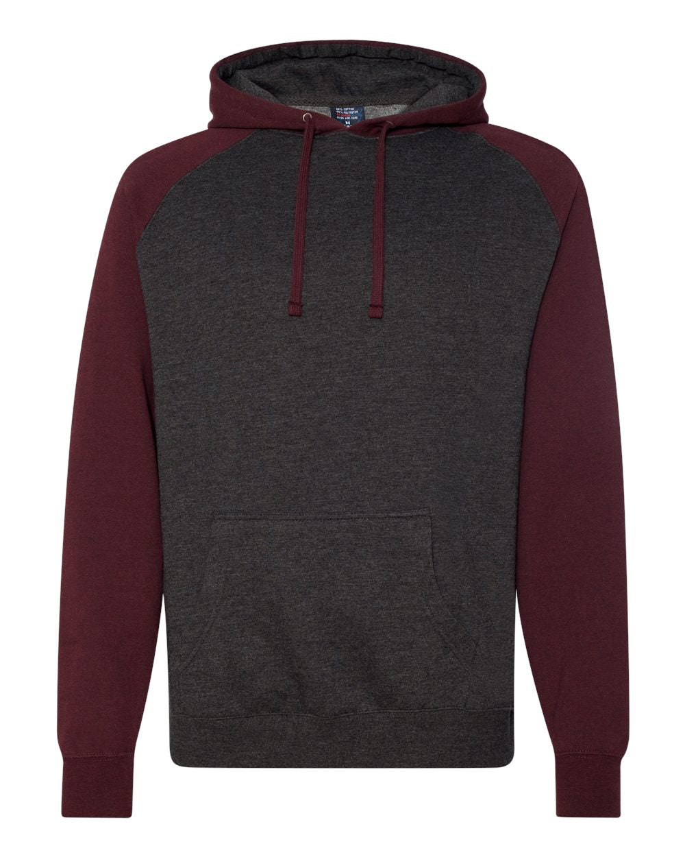 Independent Trading Company Raglan Sleeve Pullover Hood in Charcoal Heather — front view (5)