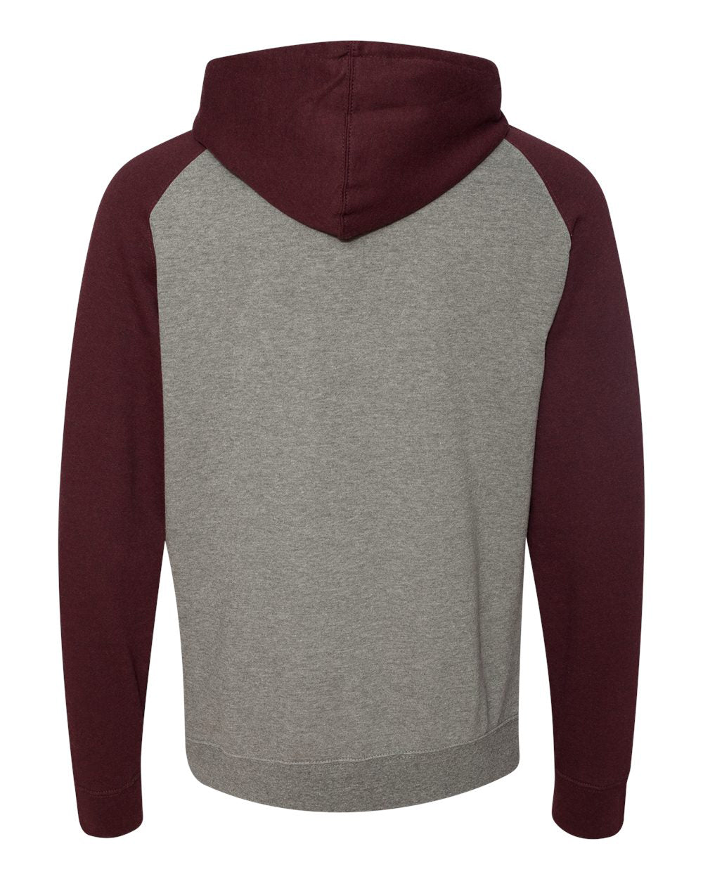 Independent Trading Company Raglan Sleeve Pullover Hood in Heather Burgundy — back view (2)