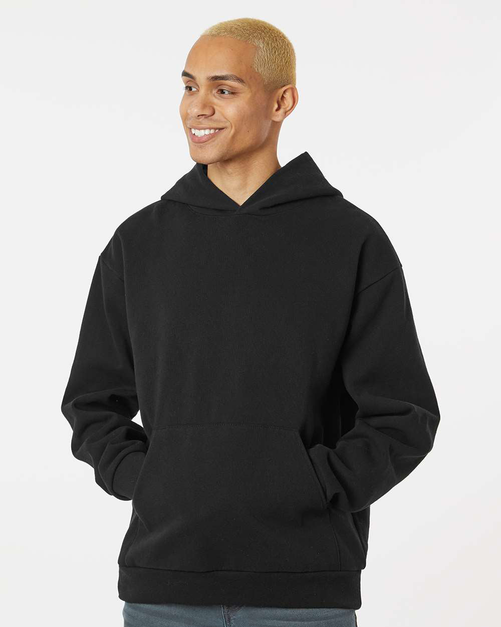 Independent Trading Company MAINSTREET 12.5oz/420gm Heavyweight Pullover Hood in Black — front view (4)