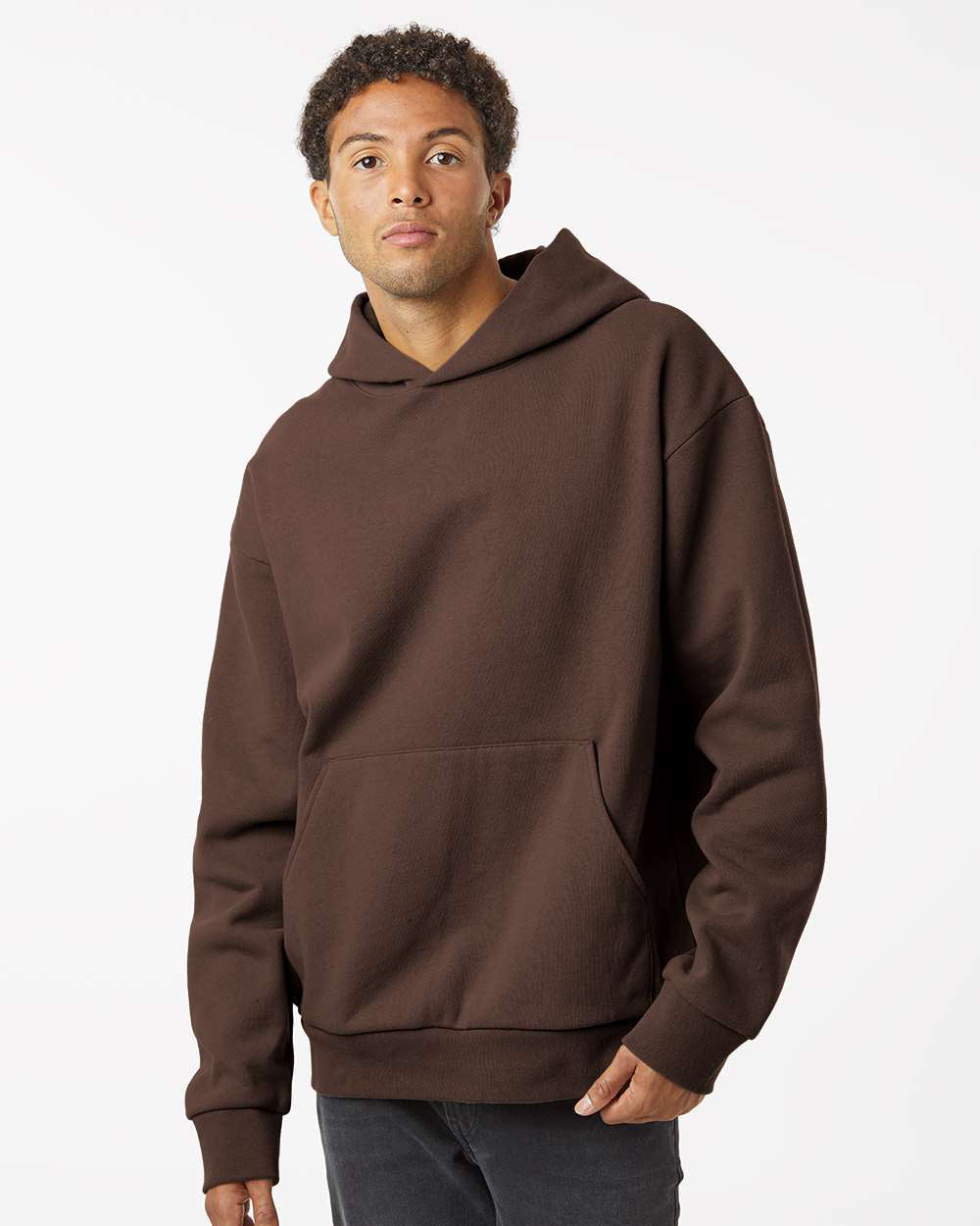 Independent Trading Company MAINSTREET 12.5oz/420gm Heavyweight Pullover Hood in Brown — front view (2)