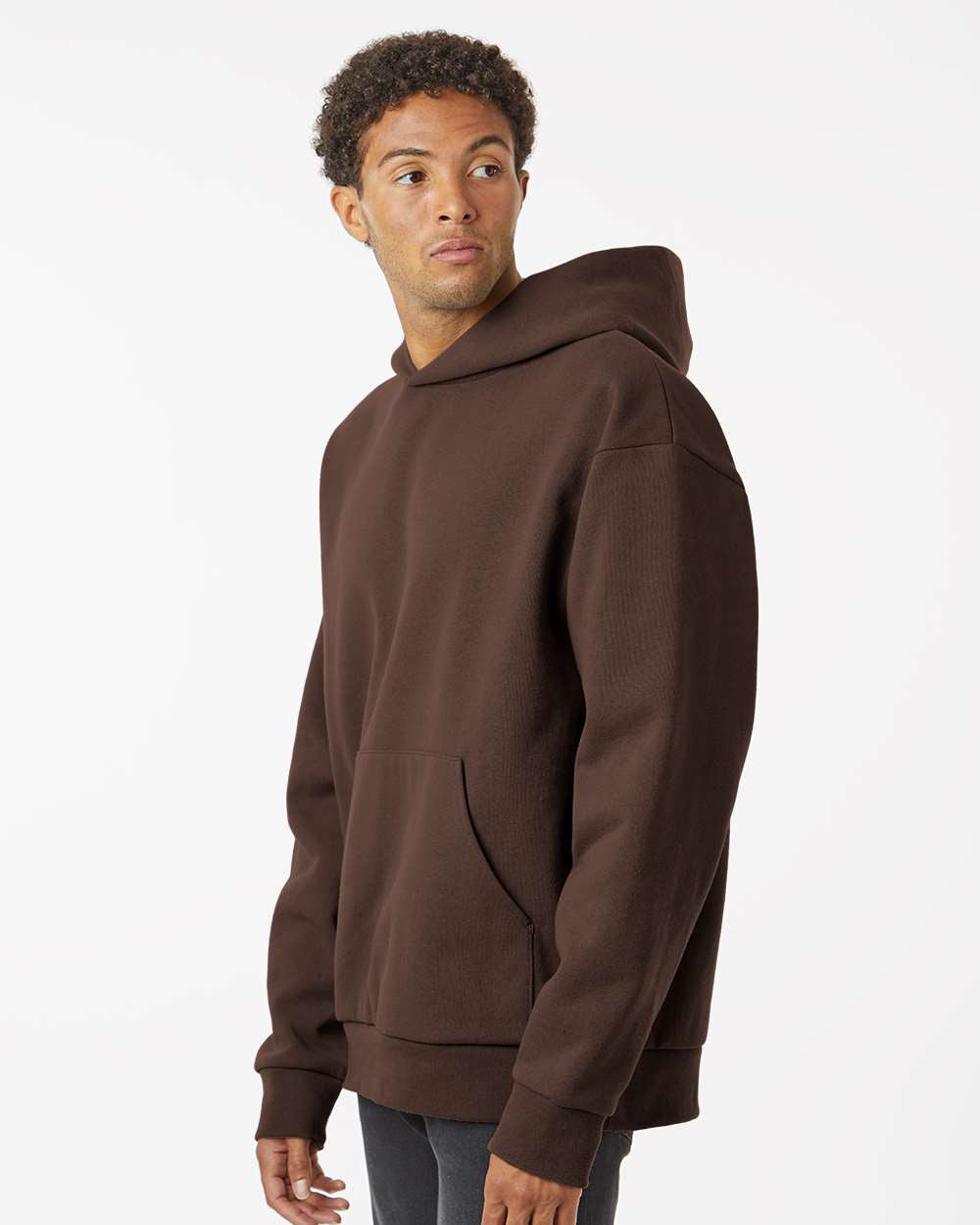 Independent Trading Company MAINSTREET 12.5oz/420gm Heavyweight Pullover Hood in Brown — side view (2)