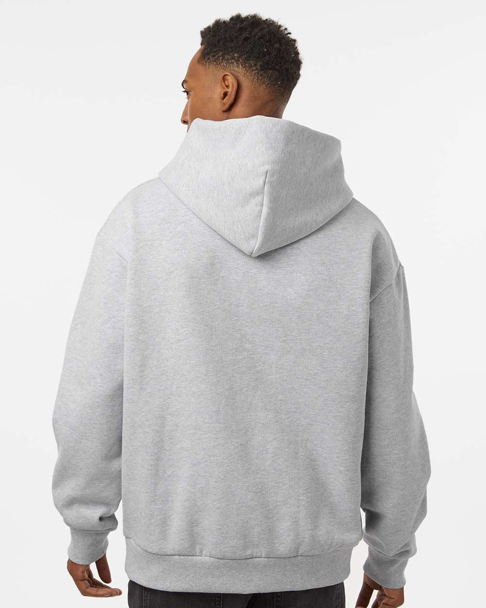 Independent Trading Company MAINSTREET 12.5oz/420gm Heavyweight Pullover Hood in Grey Heather — back view (2)