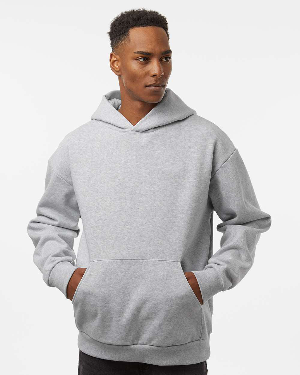 Independent Trading Company MAINSTREET 12.5oz/420gm Heavyweight Pullover Hood in Grey Heather — front view (2)