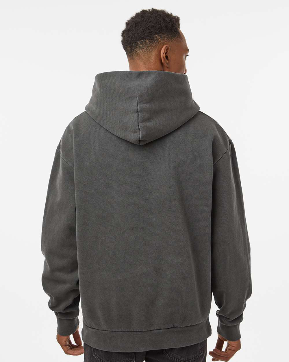 Independent Trading Company MAINSTREET 12.5oz/420gm Heavyweight Pullover Hood in Black — back view