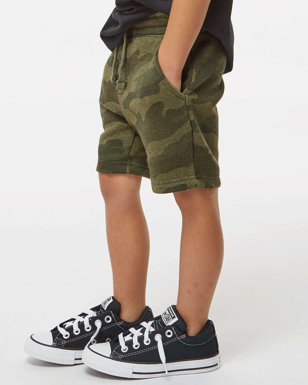 Independent Trading Company Toddler Lightweight Special Blend Short in Forest Camo — side view